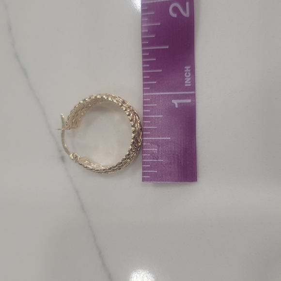 Ross Simon Sterling Silver Gold Plated Textured Statement Earrings - Picture 5 of 6